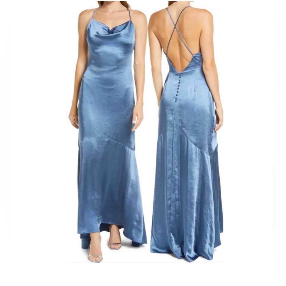 Elliatt Blue Silky The Aisle Maxi Dress Medium
